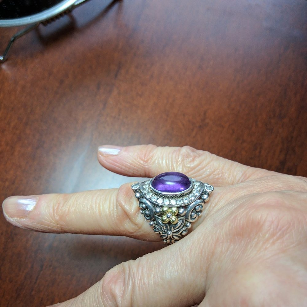 Ring - Oval Cabochon Purple Amethyst!